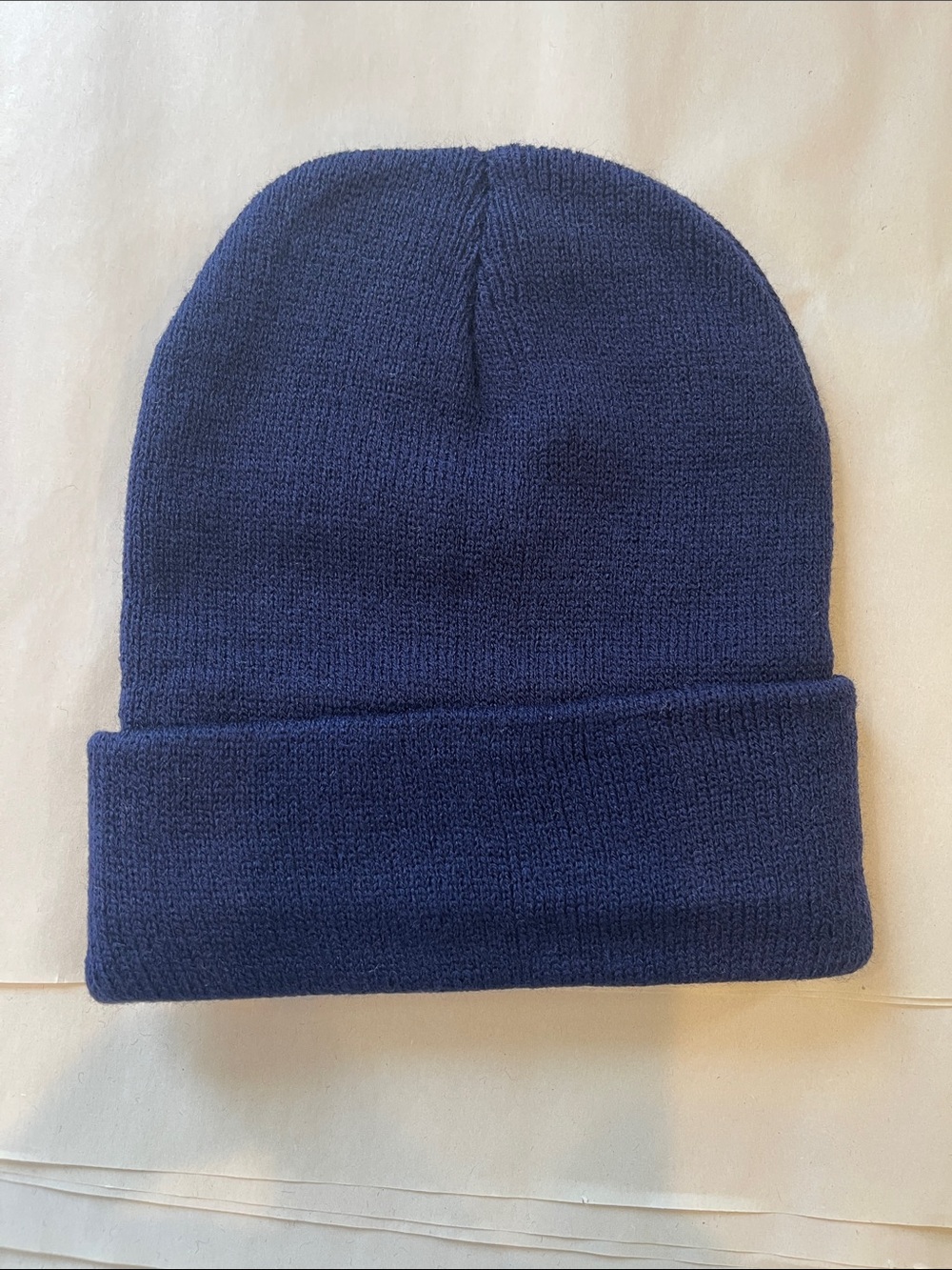 Classic Navy Knit Beanie Hat Universal hat fold over